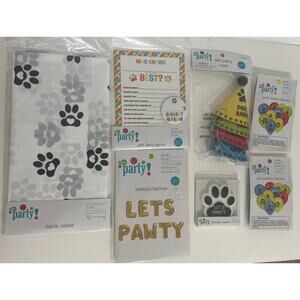 Dog Cat Pawty Party Supplies Pet Birthday Decorations Balloons Banner hat candle